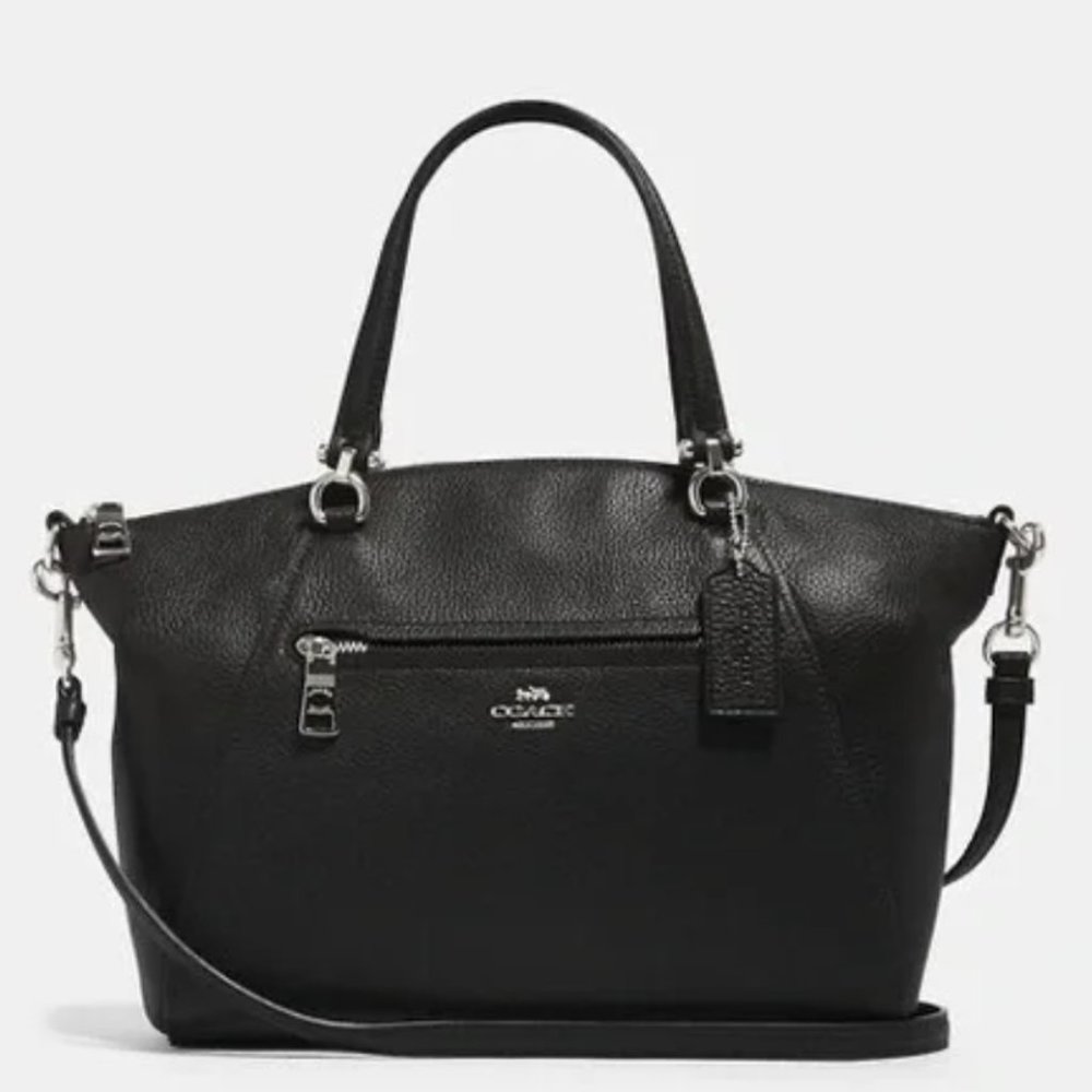 Coach Prairie Leather Satchel Crossbody Bag in Black